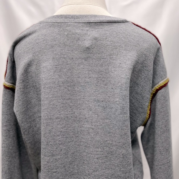 Madewell Embroidered-Trim Crop Sweatshirt Grey Sz Medium - Picture 5 of 12